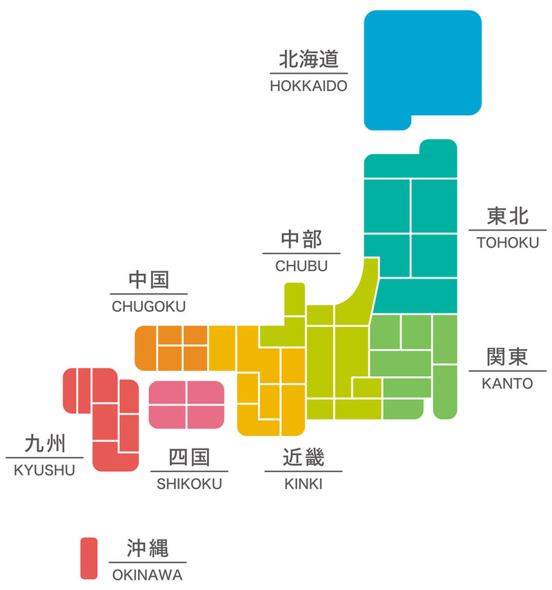 日本の地図　ヨガ・ピラティスのスタジオ探し